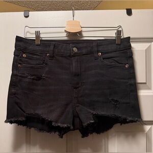 American Eagle Outfitters Black Distressed Jean Shorts Size 10